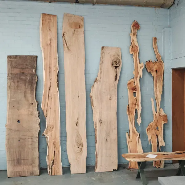 Walnut Resin River Dining Table in factory store