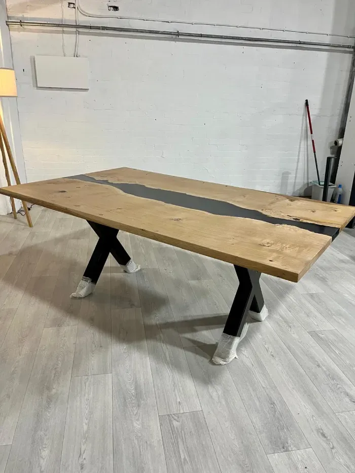 Resin River vs Polished Concrete Dining Table
