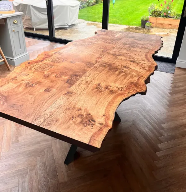 10–12 seater live edge dining table for large dining spaces