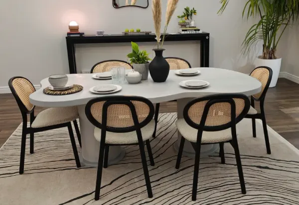 RockVine Cloud Table – Sculptural Polished Concrete Dining Table