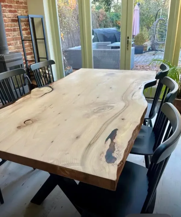 6–8 seater live edge dining table in contemporary kitchen