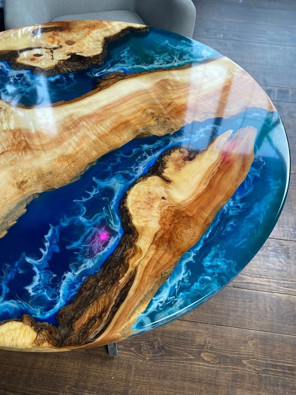 Resin river dining table care and maintenance guide surface detail Glasgow